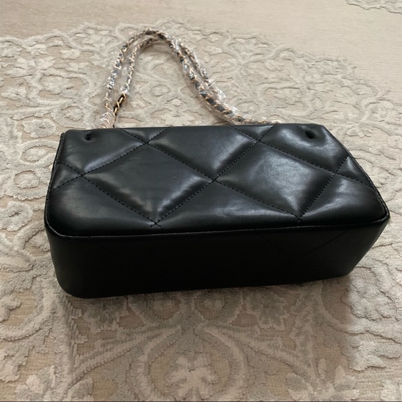Black Quilted Shoulder Bag - Picture 8 of 14